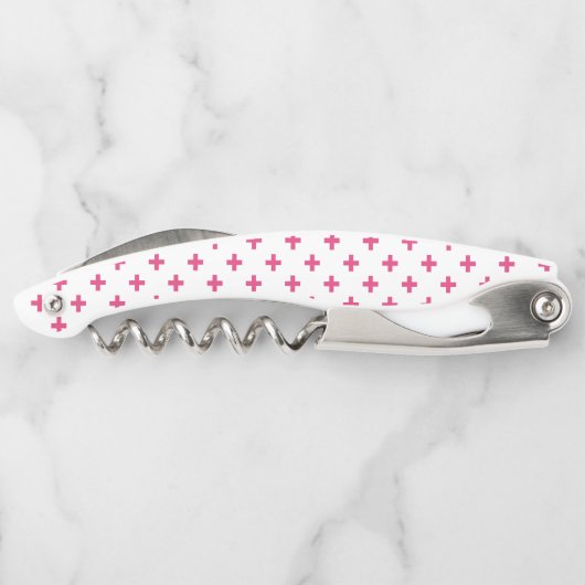 Fuchsia polka kreuzt weiß kellnermesser (Rückseite)