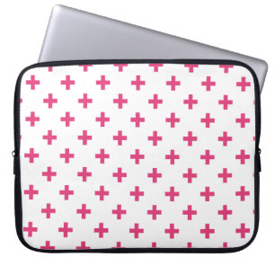 Fuchsia polka kreuzt weiß laptopschutzhülle