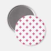 Fuchsia polka kreuzt weiß magnet (Vorderseite/Rückseite)