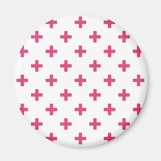 Fuchsia polka kreuzt weiß magnet (Vorne)