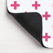 Fuchsia polka kreuzt weiß mousepad (Ecke)