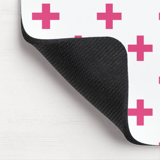Fuchsia polka kreuzt weiß mousepad (Ecke)