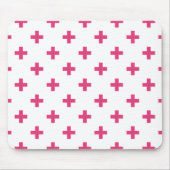 Fuchsia polka kreuzt weiß mousepad (Vorne)
