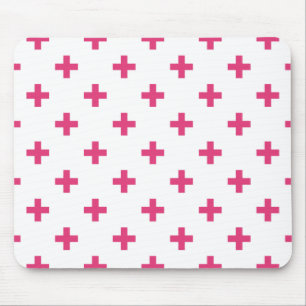 Fuchsia polka kreuzt weiß mousepad
