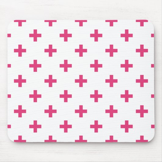 Fuchsia polka kreuzt weiß mousepad (Vorne)