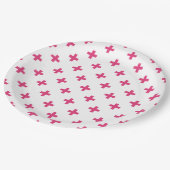 Fuchsia polka kreuzt weiß pappteller (Schrägansicht)