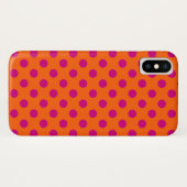 Fuchsia-Polka-Punkte auf Orange Case-Mate iPhone Hülle (Rückseite (Horizontal))