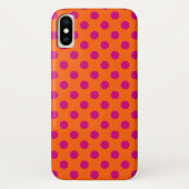 Fuchsia-Polka-Punkte auf Orange Case-Mate iPhone Hülle (Rückseite)