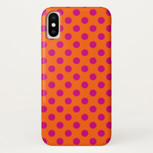 Fuchsia-Polka-Punkte auf Orange Case-Mate iPhone Hülle