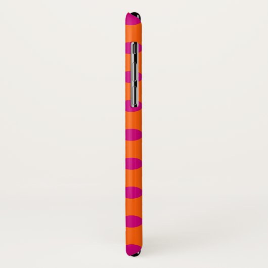 Fuchsia-Polka-Punkte auf Orange Case-Mate iPhone Hülle (Hinten/Links)