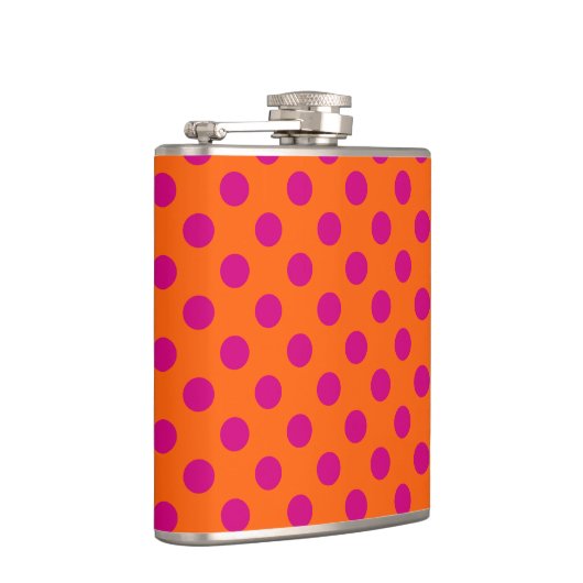 Fuchsia-Polka-Punkte auf Orange Flachmann (Rechts)
