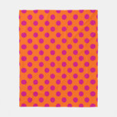 Fuchsia-Polka-Punkte auf Orange Fleecedecke (Vorderseite)