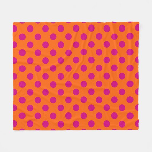 Fuchsia-Polka-Punkte auf Orange Fleecedecke (Vorderseite (Horizontal))