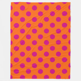 Fuchsia-Polka-Punkte auf Orange Fleecedecke