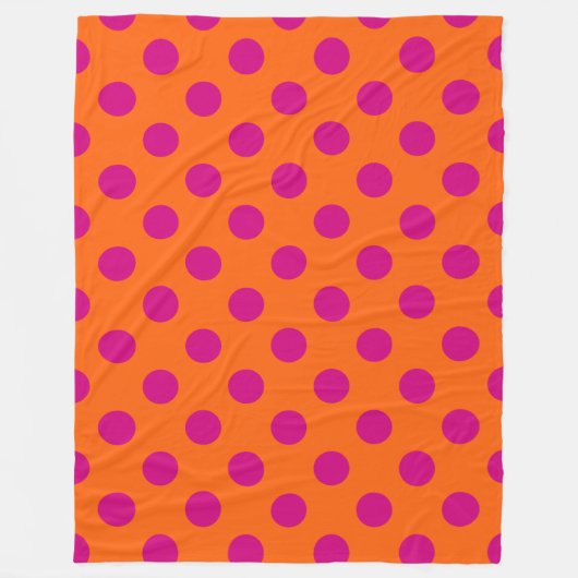 Fuchsia-Polka-Punkte auf Orange Fleecedecke (Vorderseite)