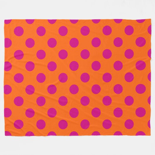 Fuchsia-Polka-Punkte auf Orange Fleecedecke (Vorderseite (Horizontal))