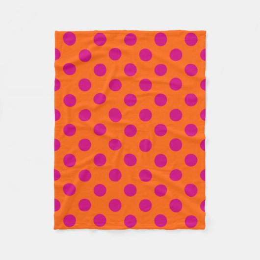 Fuchsia-Polka-Punkte auf Orange Fleecedecke (Vorderseite)