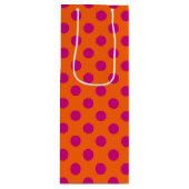 Fuchsia-Polka-Punkte auf Orange Geschenktüte Für Weinflaschen (Vorderseite)
