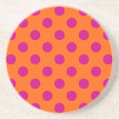 Fuchsia-Polka-Punkte auf Orange Getränkeuntersetzer (Vorne)