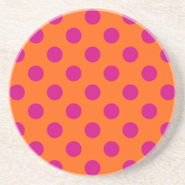 Fuchsia-Polka-Punkte auf Orange Getränkeuntersetzer