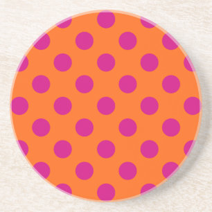 Fuchsia-Polka-Punkte auf Orange Getränkeuntersetzer