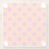 Fuchsia-Polka-Punkte auf Orange Glasuntersetzer (Rückseite)
