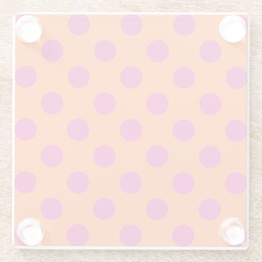 Fuchsia-Polka-Punkte auf Orange Glasuntersetzer (Rückseite)