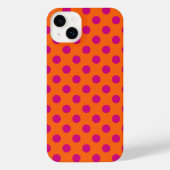 Fuchsia-Polka-Punkte auf Orange iPhone Hülle (Rückseite)