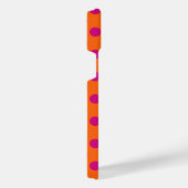 Fuchsia-Polka-Punkte auf Orange iPhone Hülle (Rechte Seite)