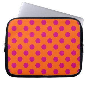 Fuchsia-Polka-Punkte auf Orange Laptopschutzhülle