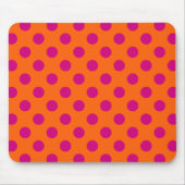 Fuchsia-Polka-Punkte auf Orange Mousepad (Vorne)