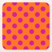 Fuchsia-Polka-Punkte auf Orange Rechteckiger Pappuntersetzer (Vorderseite)