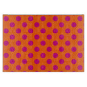 Fuchsia-Polka-Punkte auf Orange Schneidebrett (Vorderseite)