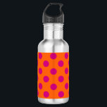 Fuchsia-Polka-Punkte auf Orange Trinkflasche<br><div class="desc">Fuchsia-Polka-Punkte auf Orange</div>