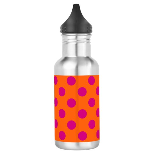 Fuchsia-Polka-Punkte auf Orange Trinkflasche (Links)