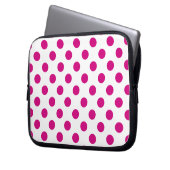 Fuchsia-Polka-Punkte Laptopschutzhülle (Vorderseite Links)