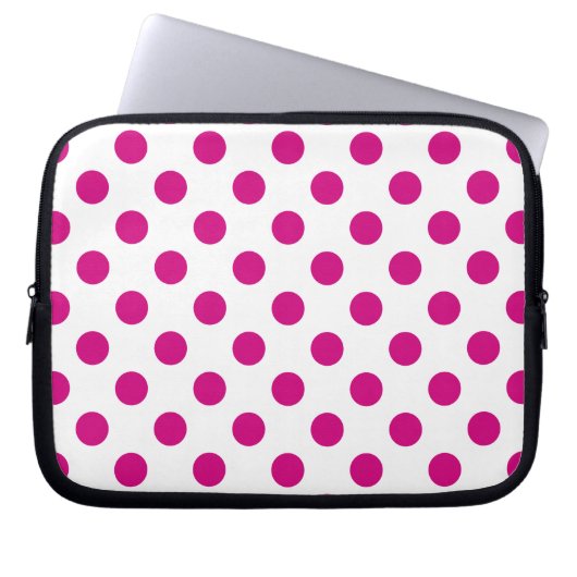 Fuchsia-Polka-Punkte Laptopschutzhülle (Vorderseite)