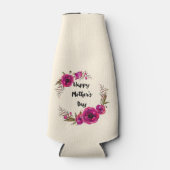 Fuchsia Poppies Blumenreath Happy Mother Day Flaschenkühler (Vorderseite)