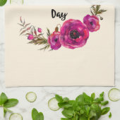 Fuchsia Poppies Blumenreath Happy Mother Day Geschirrtuch (Gefaltet)