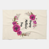 Fuchsia Poppies Blumenreath Happy Mother Day Geschirrtuch (Horizontal)