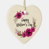 Fuchsia Poppies Blumenreath Happy Mother Day Keramik Ornament (Rechts)