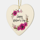 Fuchsia Poppies Blumenreath Happy Mother Day Keramik Ornament (Links)