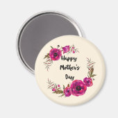 Fuchsia Poppies Blumenreath Happy Mother Day Magnet (Vorderseite/Rückseite)