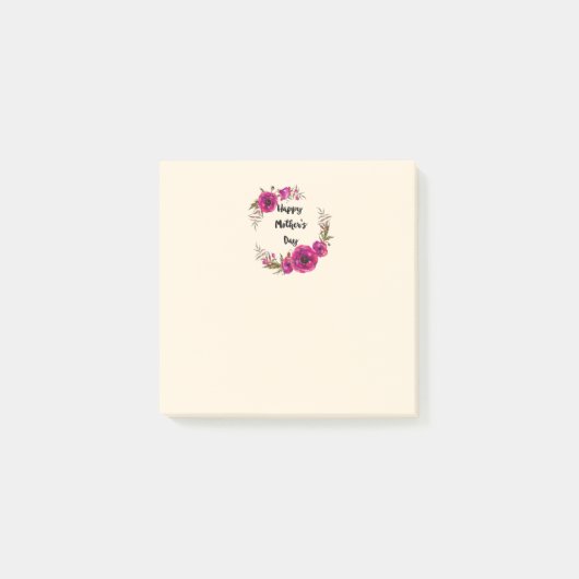 Fuchsia Poppies Blumenreath Happy Mother Day Post-it Klebezettel (Vorderseite)