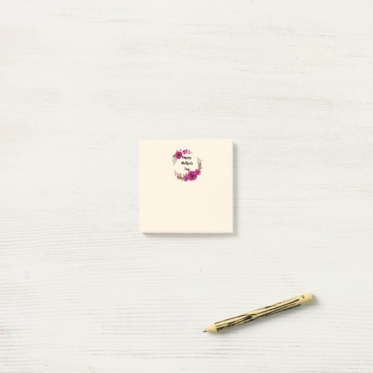 Fuchsia Poppies Blumenreath Happy Mother Day Post-it Klebezettel (Auf Schreibtisch)