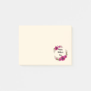 Fuchsia Poppies Blumenreath Happy Mother Day Post-it Klebezettel