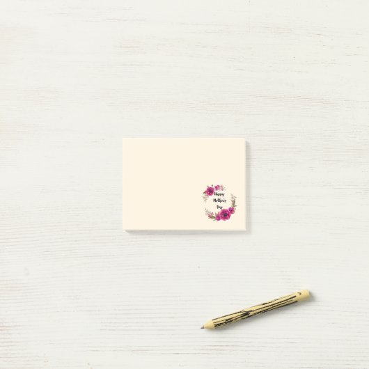 Fuchsia Poppies Blumenreath Happy Mother Day Post-it Klebezettel (Auf Schreibtisch)