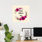 Fuchsia Poppies Blumenreath Happy Mother Day Poster (Heimbüro)