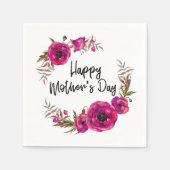 Fuchsia Poppies Blumenreath Happy Mother Day Serviette (Vorderseite)