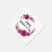 Fuchsia Poppies Blumenreath Happy Mother Day Serviette (Ecke)